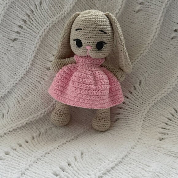 Handmade Baby Gift Set – Crochet Bunny, Rattle, Swaddle & Pacifier Clip - Picture 7 of 8